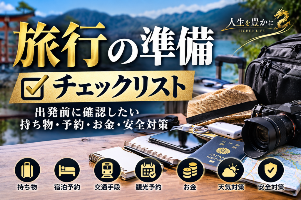 旅行の準備チェックリスト 出発前にこれだけ確認！ 持ち物・予約・天気・お金・安全対策 忘れ物を減らして、安心して出発