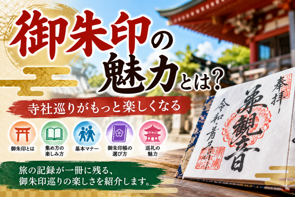 「御朱印の魅力」 「寺社巡りがもっと楽しくなる」 「御朱印帳・マナー・巡礼の楽しみ方」