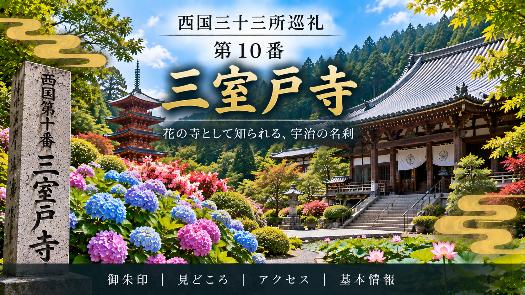 西国三十三所巡礼 第10番　三室戸寺 花の寺として知られる、宇治の名刹 御朱印｜見どころ｜アクセス｜基本情報