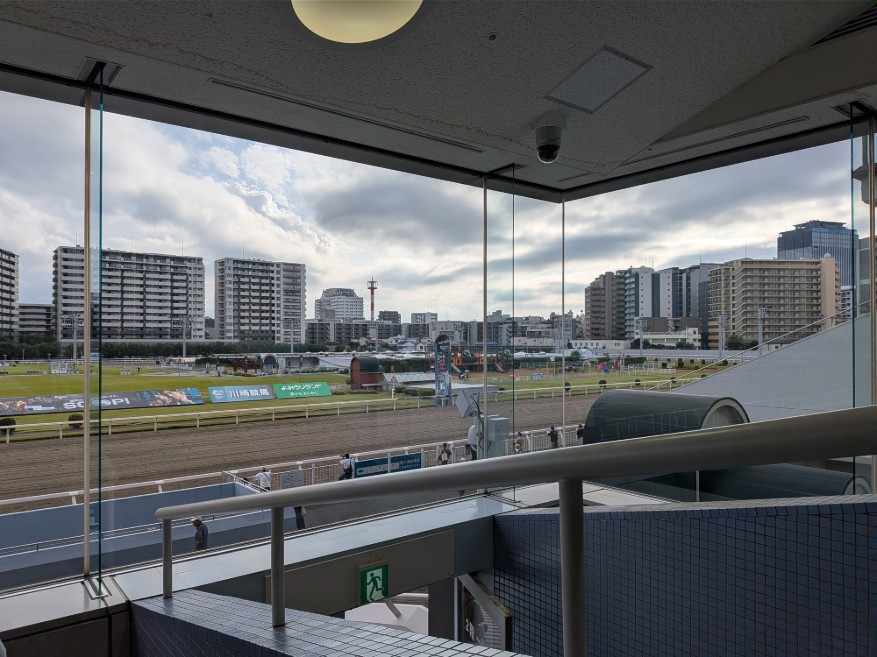 川崎競馬場2号スタンド2階から見たコース